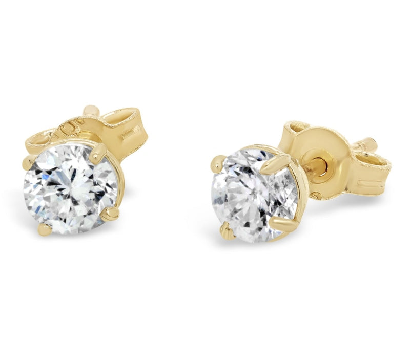 Yellow Gold CZ Stud Earrings