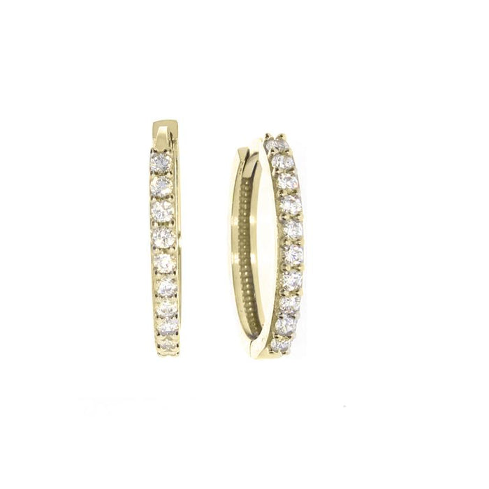 Yellow Gold CZ Hoop Earrings