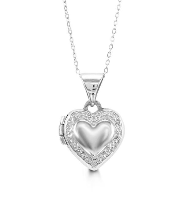 Children's Heart Locket Necklace (Available in White Gold and Yellow Gold)