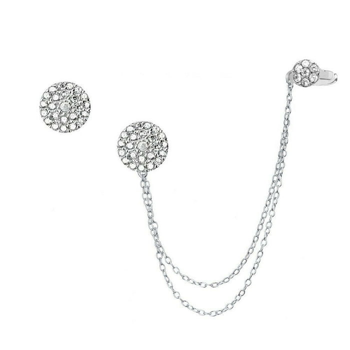 Pave Cuff Chain Earrings