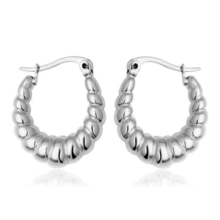 Steelx Stainless Steel Puff Hoop Earrings