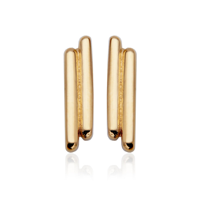 Steelx Stainless Steel Gold Tone Bar Stud Earrings