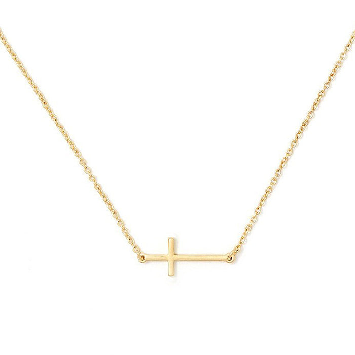 Sterling Silver Sideways Cross: Gold Tone