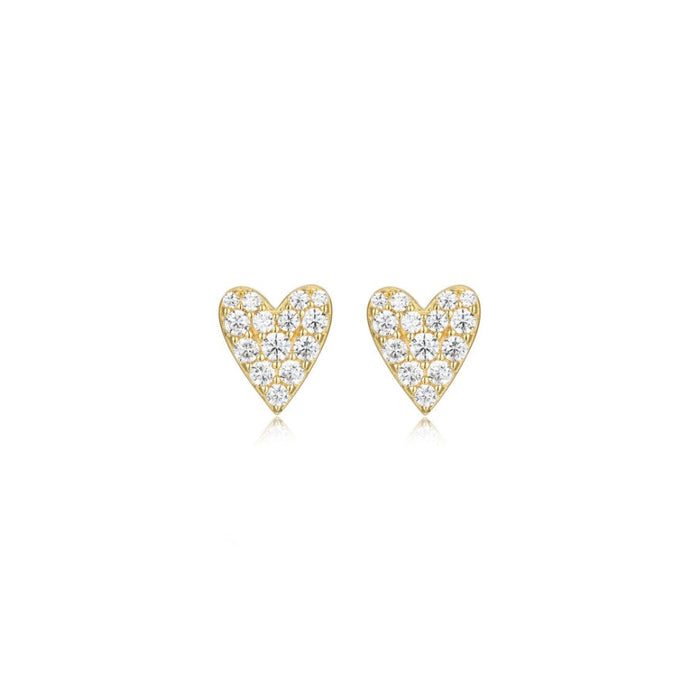 Gold Plated CZ Heart Earrings