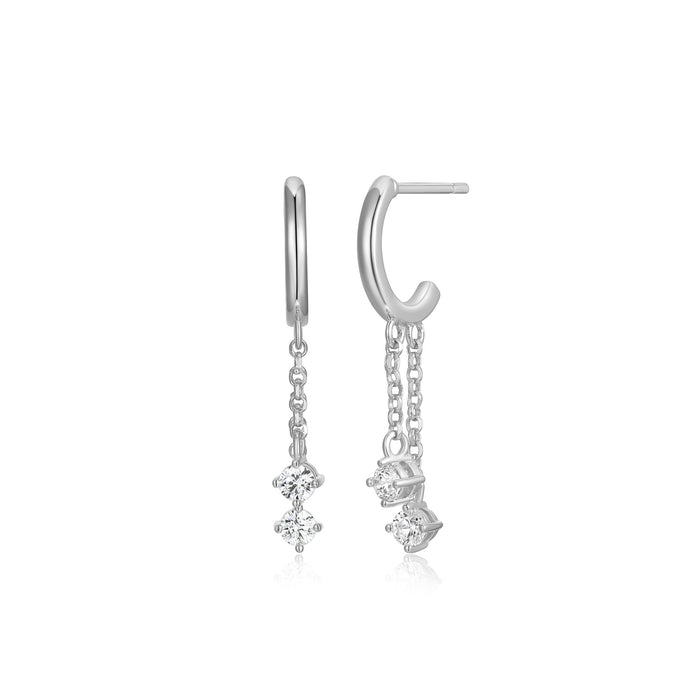 Sterling Silver CZ Drop Earrings