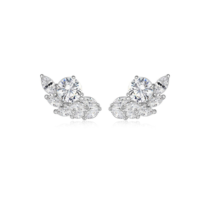 Sterling Silver CZ Vine Stud Earrings