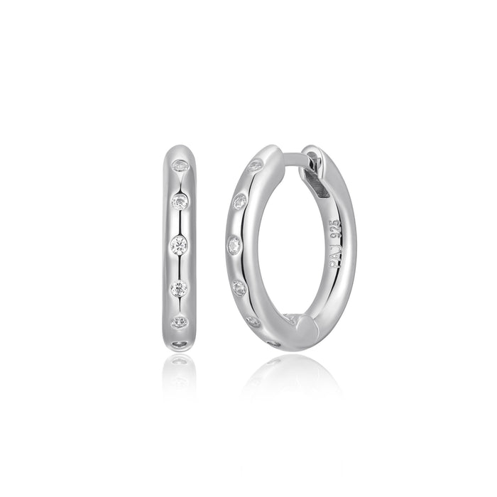 16MM CZ Sterling Silver Hoop Earrings