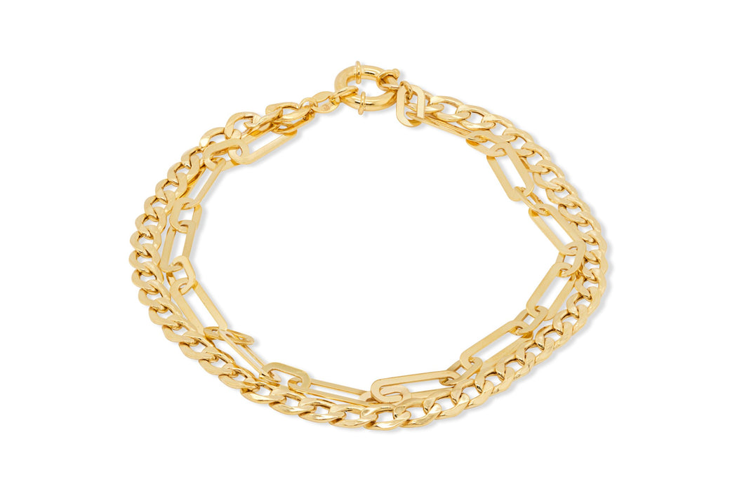 Yellow Gold Paperclip Bracelet