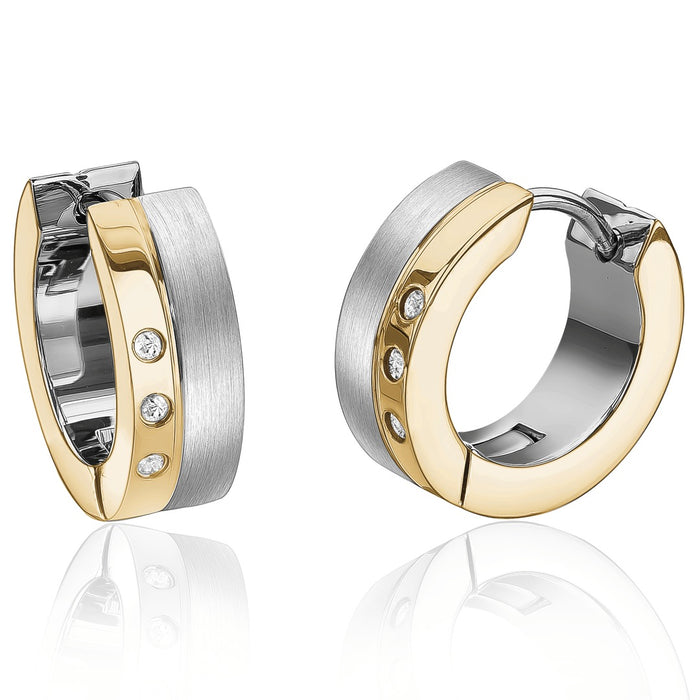 Italgem CZ Huggie Earrings: Gold Tone