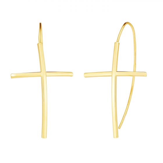 Yellow Gold Cross Earrings