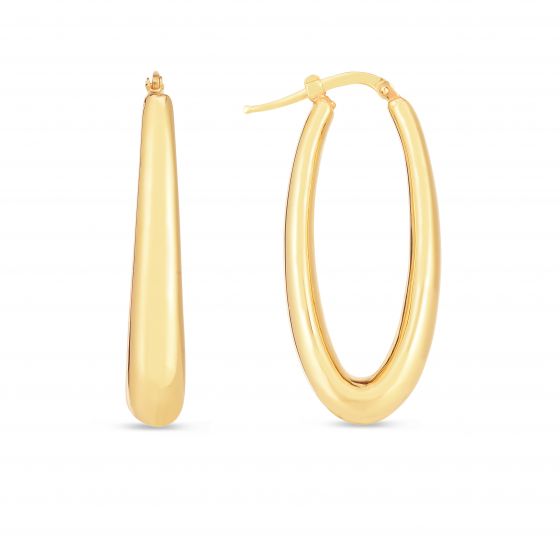 Yellow Gold Oval Hoop Earrings