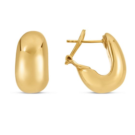 Yellow Gold Omega Back Earrings