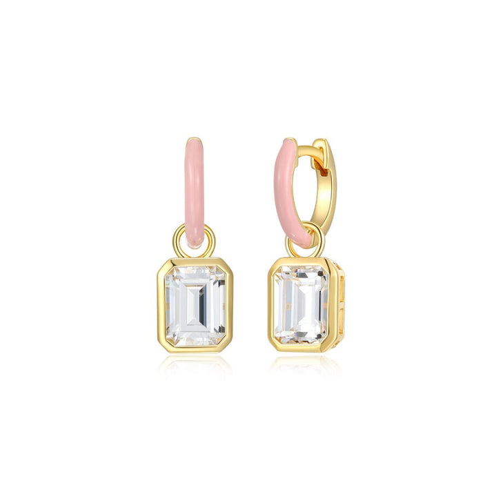 Gold Plated CZ Pink Earrings