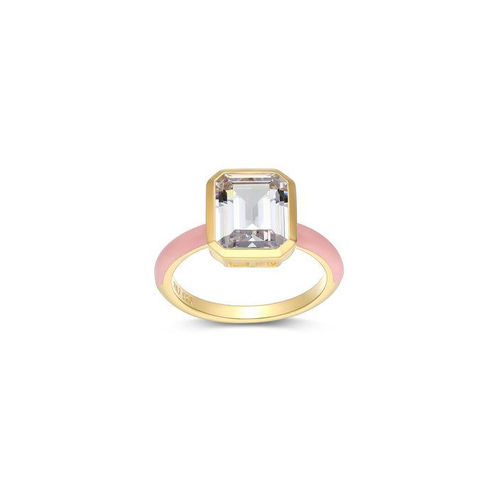 Gold Plated & Pink CZ Ring