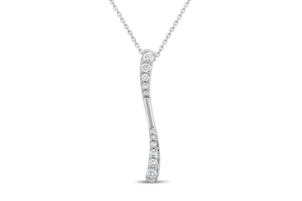 White Gold & Diamond Curve Pendant — Bogart's Jewellers