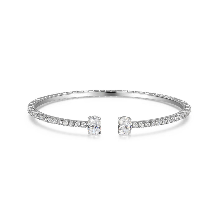 Sterling Silver CZ Cuff Bangle