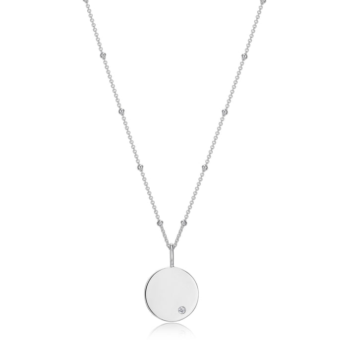 Sterling Silver CZ Disc Necklace