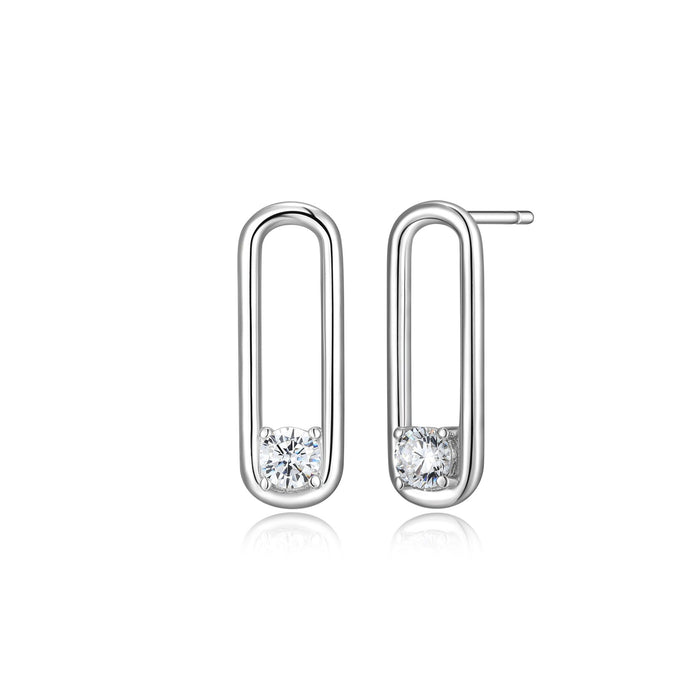 Sterling Silver Paperclip Stud Earrings