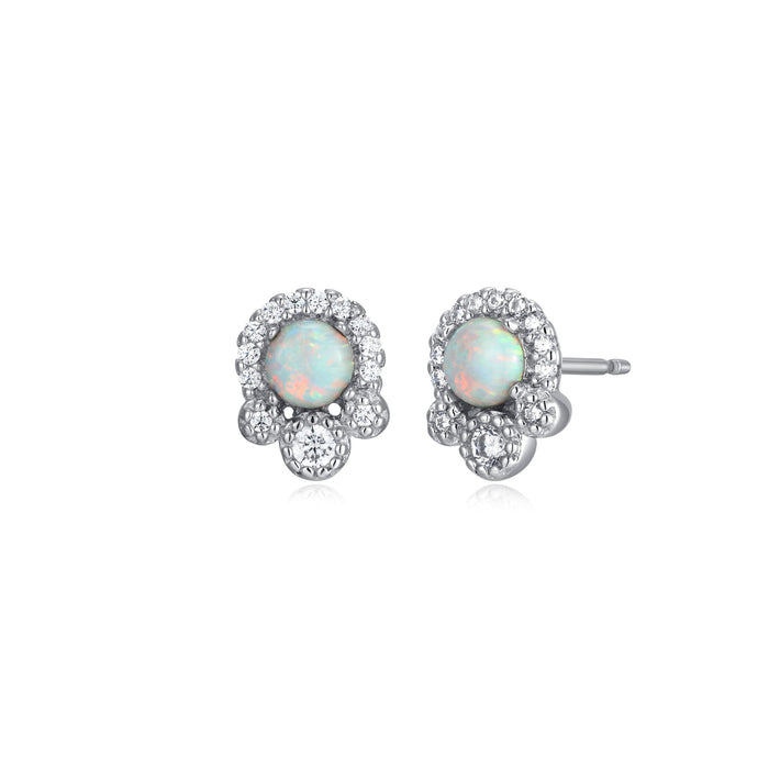 Sterling Silver & Opal Stud Earrings