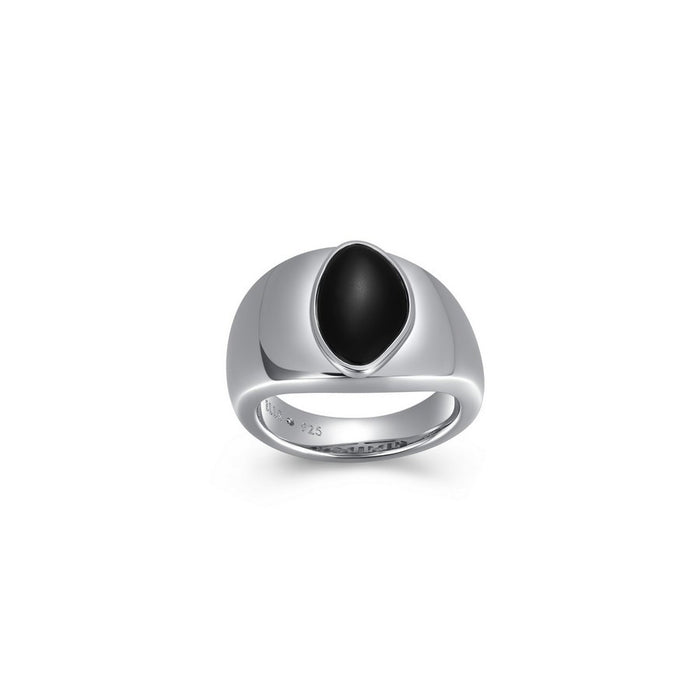 Elle Silver & Black Agate Ring