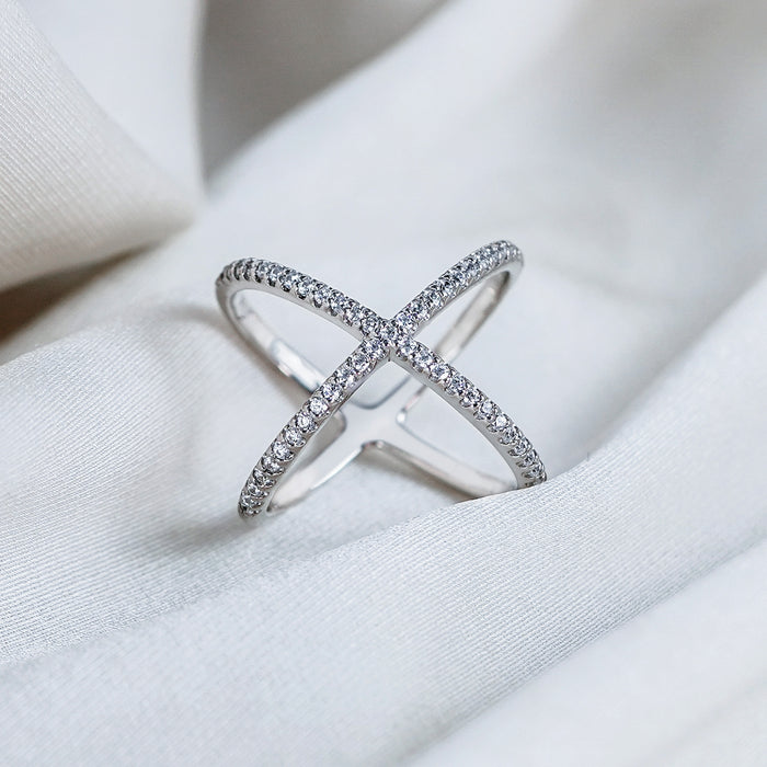 Casablanca Silver Crisscross Ring