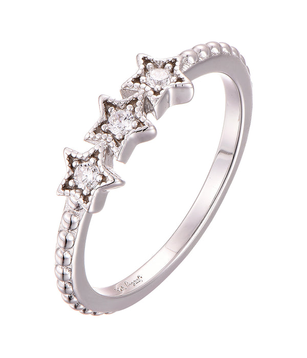 Casablanca Triple Star CZ Sterling Silver Ring