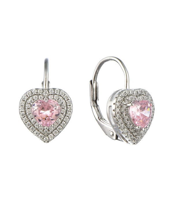 Casablanca Pink CZ Heart Earrings