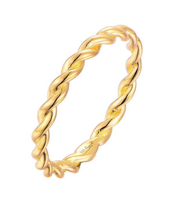 Casablanca Gold-Plated Twisted Rope Sterling Silver Band