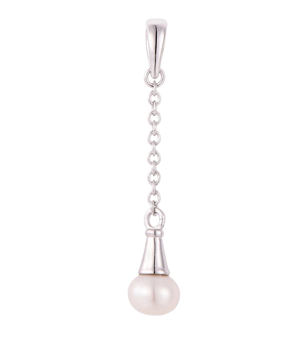 Casablanca CZ Chain Sterling Silver Pearl Necklace