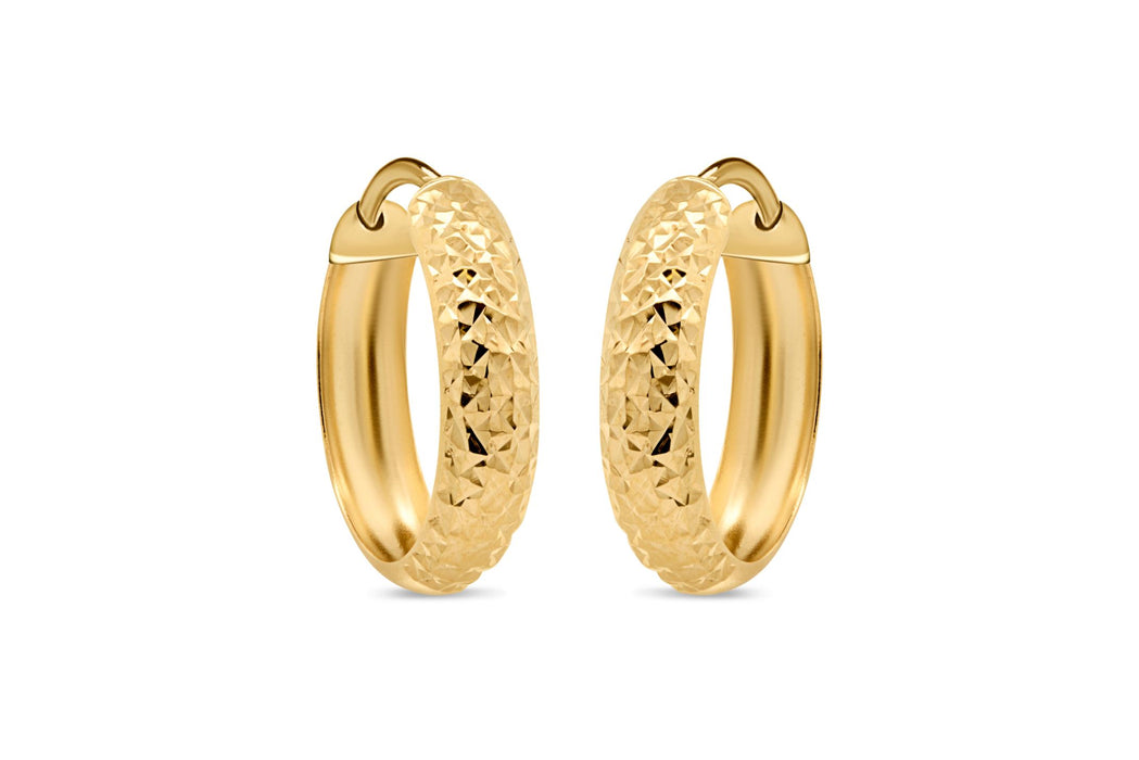 Yellow Gold Diamond Cut Earrings