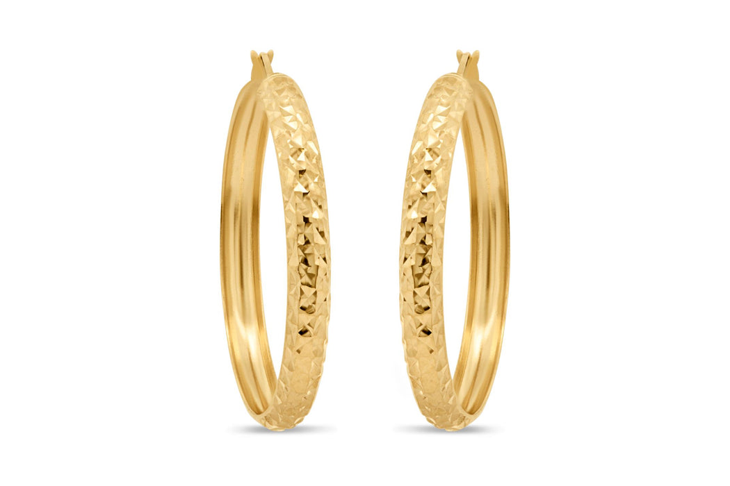 Yellow Gold Diamond Cut Earrings