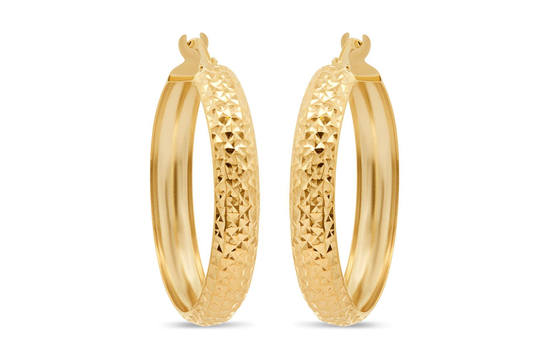 Yellow Gold Diamond Cut Earrings