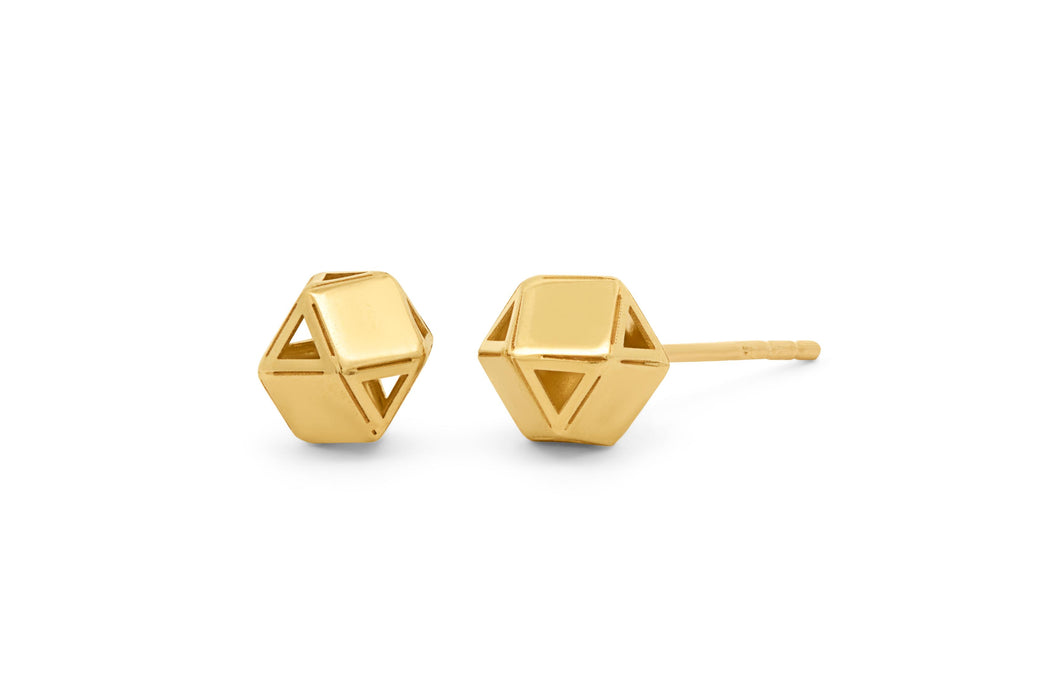 Yellow Gold Octagon Stud Earrings