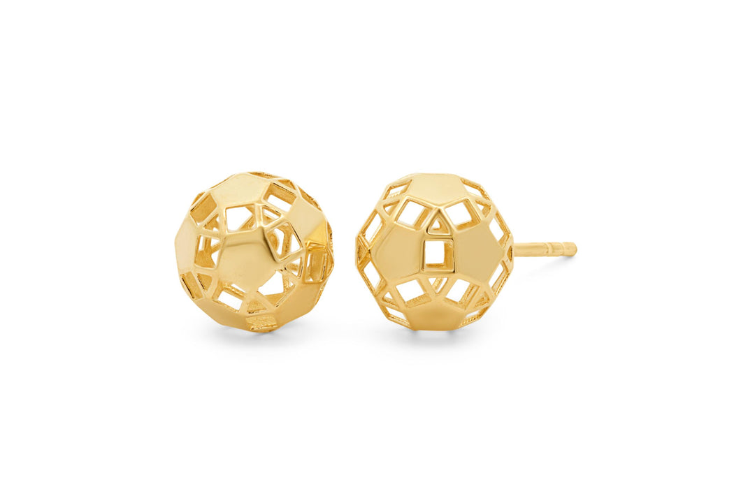 Yellow Gold Open Ball Stud Earrings