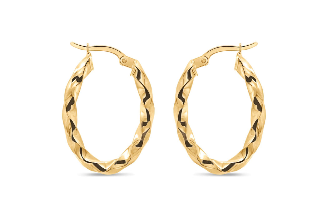 Yellow Gold Twist Hoop Earrings