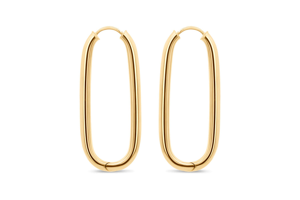 Yellow Gold Oval Hoop Earrings