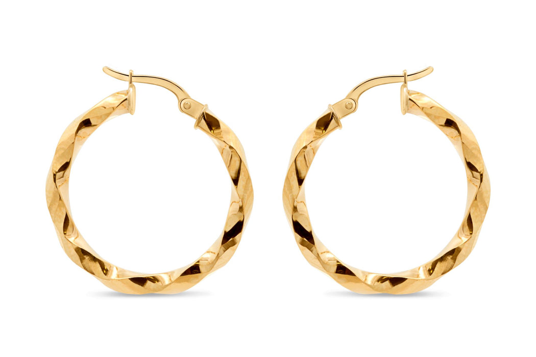 Yellow Gold Twist Hoop Earrings