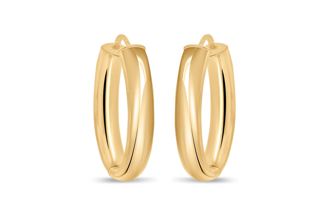 Yellow Gold Small Oval Hoop Earrings