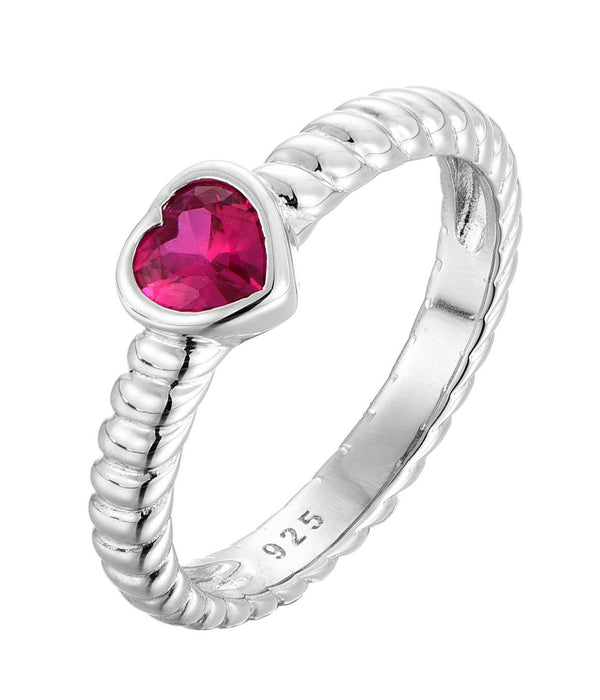 Casablanca Pink Heart CZ Sterling Silver Ring