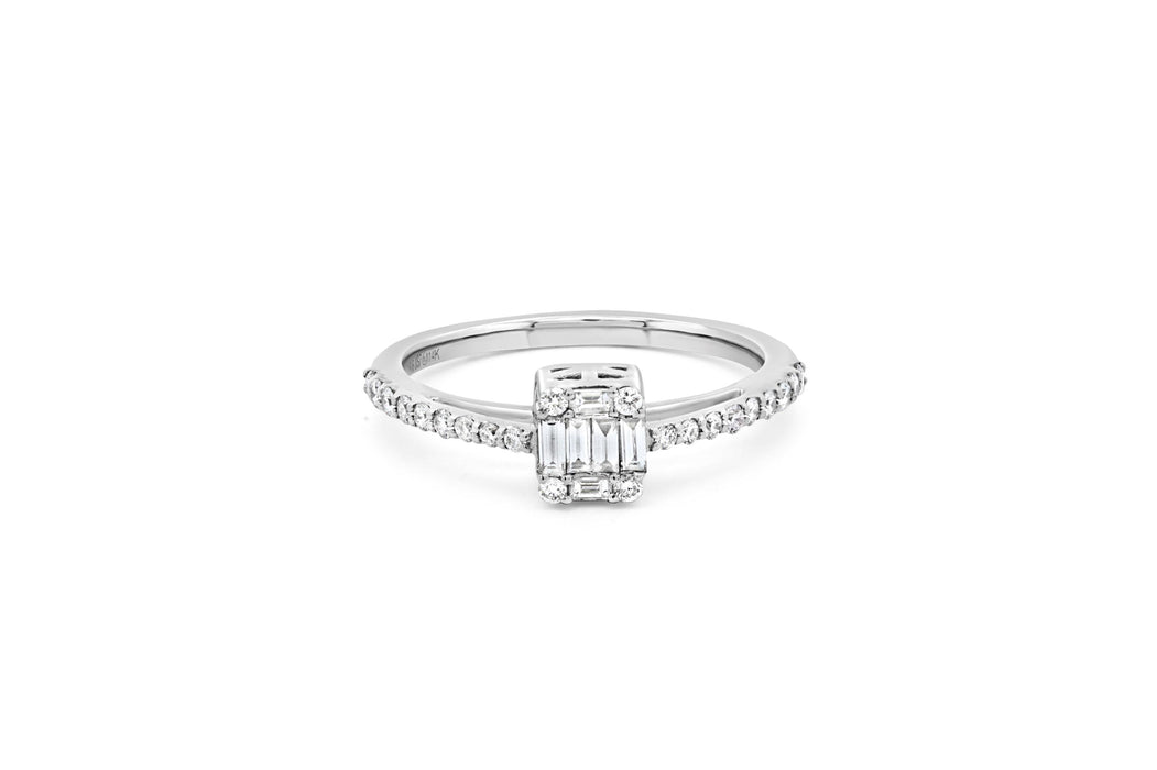 14kt White Gold Baguette White Gold Engagement Ring