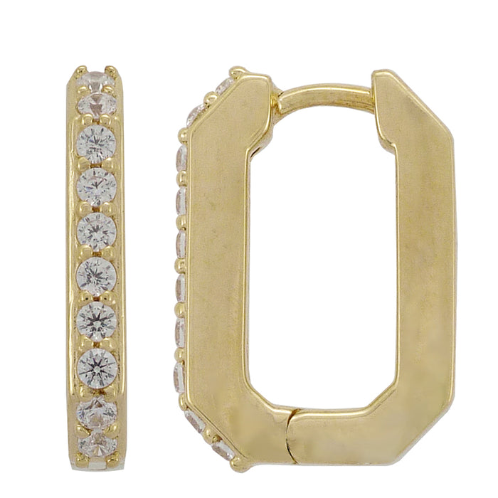 Casablanca Gold Plated Rectangle Hoop Earrings