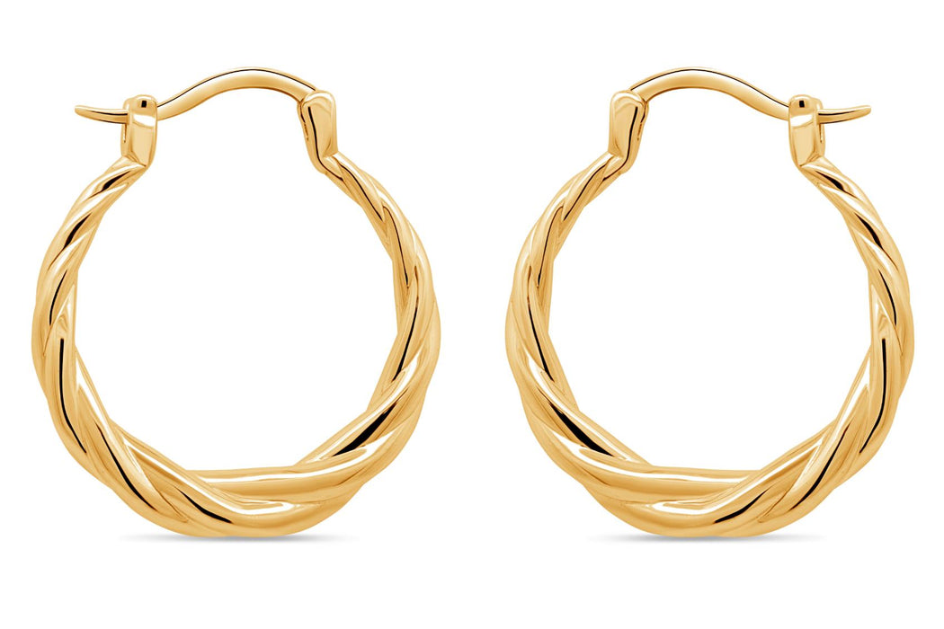 Casablanca Gold Plated Twisted Hoop Earrings