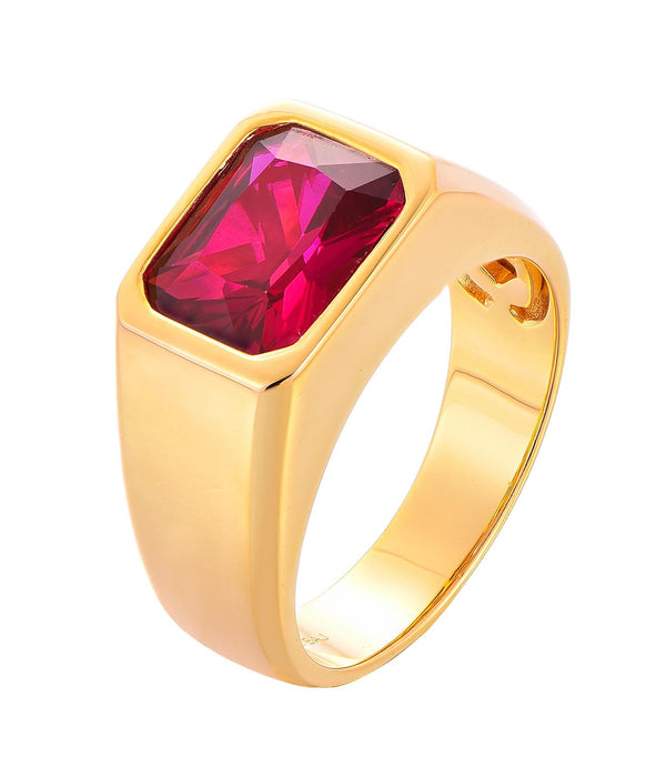 Casablanca Gold-Plated Ruby Red CZ Sterling Silver Statement Ring