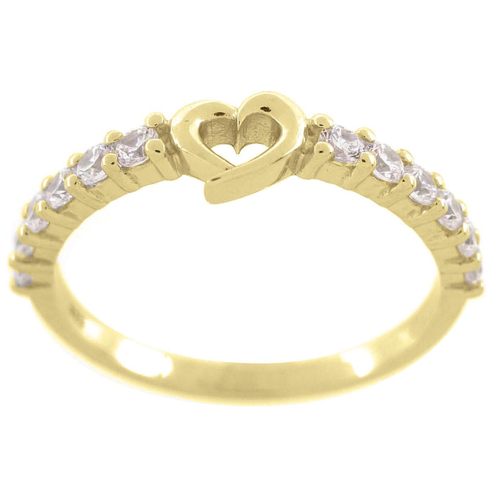 Casablanca Yellow Gold Plated CZ Heart Ring