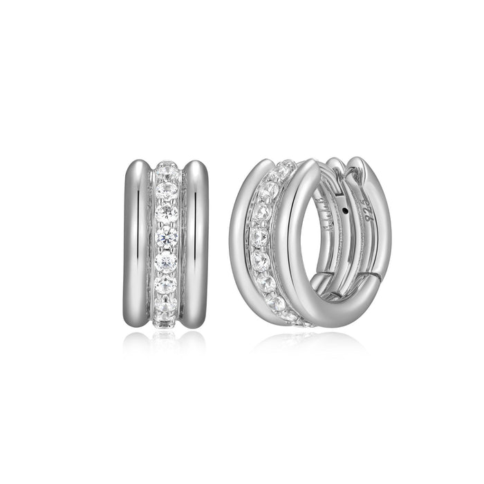 13MM Elle Goddess Sterling Silver CZ Earrings