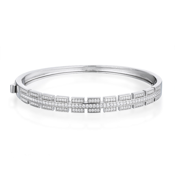 Casablanca Sterling Silver CZ Tennis Bangle Bracelet