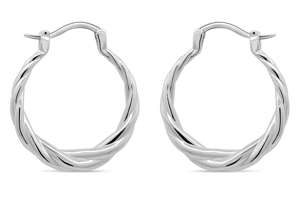 Casablanca Silver Twisted Hoop Earrings