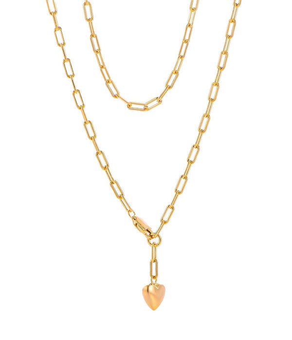 Casablanca Gold Plated Puffy Heart Link Necklace