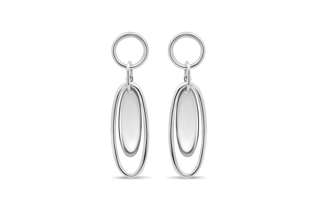 Casablanca Silver Elongated Oval Earrings