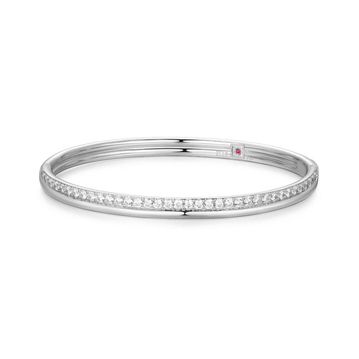 Elle Goddess CZ Hinged Sterling Silver Bangle Bracelet